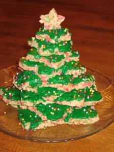 Rice Krispie Christmas Tree, photo courtesy of Carla Coroy