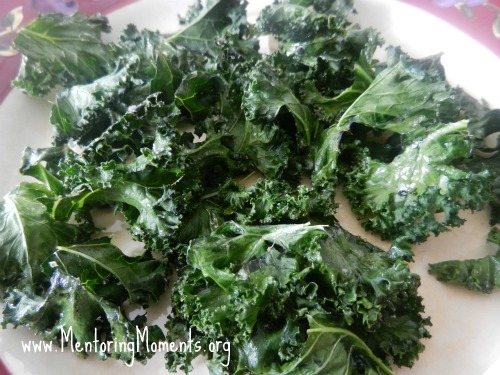 cooked kale chips on a plate