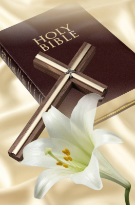 Bible with a cross and Easter lily