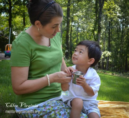 Mother and Chinese Boy Color by Chloe Virginia for www.MentoringMoments.org