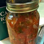 Jar of homemade salsa ready to eat!