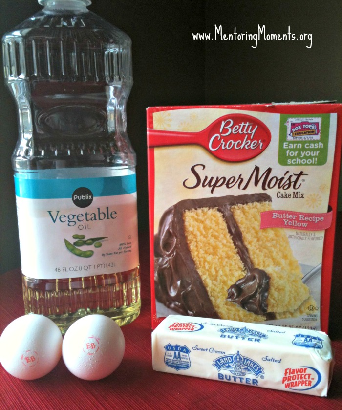 Ingredients for cake mix cookies.