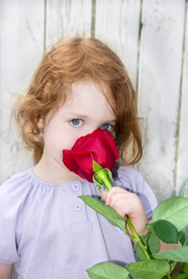 little girl with rose